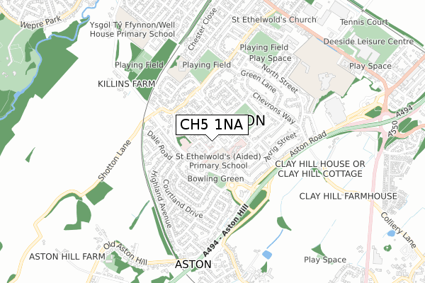 CH5 1NA map - small scale - OS Open Zoomstack (Ordnance Survey)
