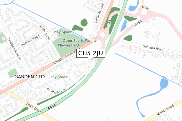 CH5 2JU map - large scale - OS Open Zoomstack (Ordnance Survey)