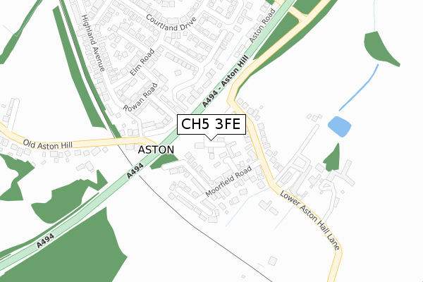 CH5 3FE map - large scale - OS Open Zoomstack (Ordnance Survey)