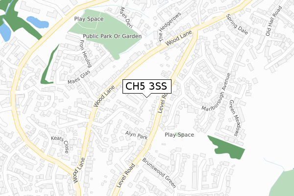 CH5 3SS map - large scale - OS Open Zoomstack (Ordnance Survey)
