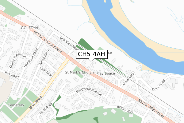 CH5 4AH map - large scale - OS Open Zoomstack (Ordnance Survey)