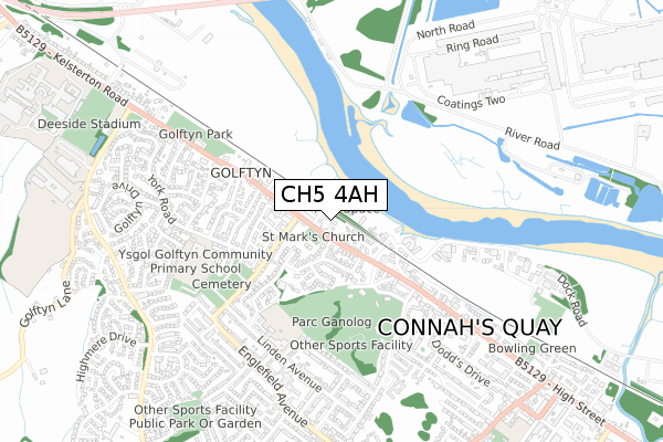 CH5 4AH map - small scale - OS Open Zoomstack (Ordnance Survey)