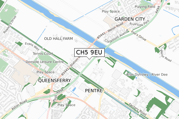 CH5 9EU map - small scale - OS Open Zoomstack (Ordnance Survey)