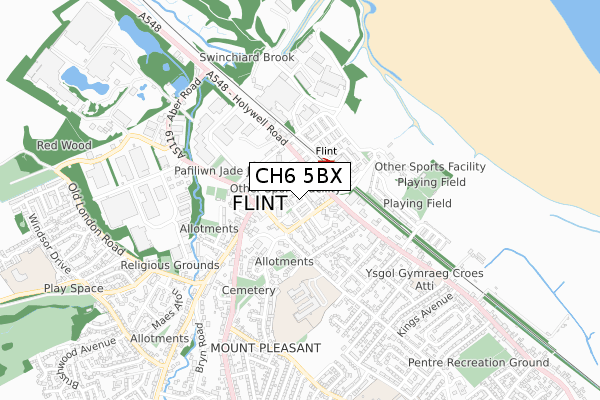 CH6 5BX map - small scale - OS Open Zoomstack (Ordnance Survey)