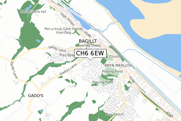CH6 6EW map - small scale - OS Open Zoomstack (Ordnance Survey)