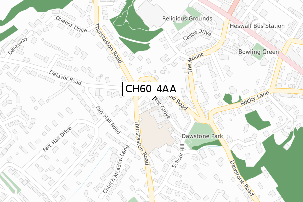 CH60 4AA map - large scale - OS Open Zoomstack (Ordnance Survey)