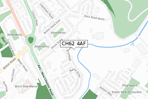 CH62 4AF map - large scale - OS Open Zoomstack (Ordnance Survey)
