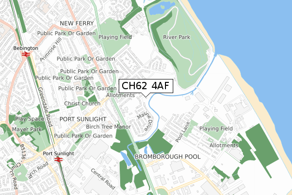 CH62 4AF map - small scale - OS Open Zoomstack (Ordnance Survey)