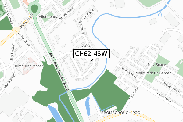 CH62 4SW map - large scale - OS Open Zoomstack (Ordnance Survey)