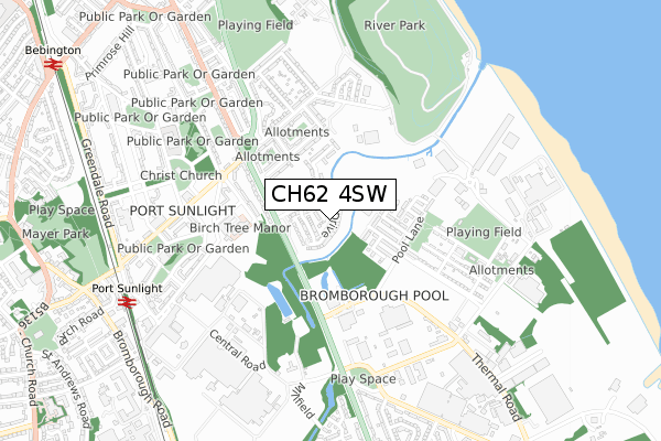 CH62 4SW map - small scale - OS Open Zoomstack (Ordnance Survey)