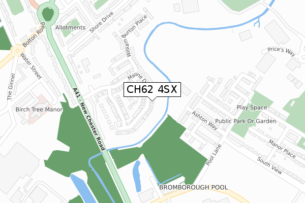 CH62 4SX map - large scale - OS Open Zoomstack (Ordnance Survey)