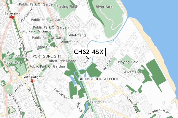 CH62 4SX map - small scale - OS Open Zoomstack (Ordnance Survey)