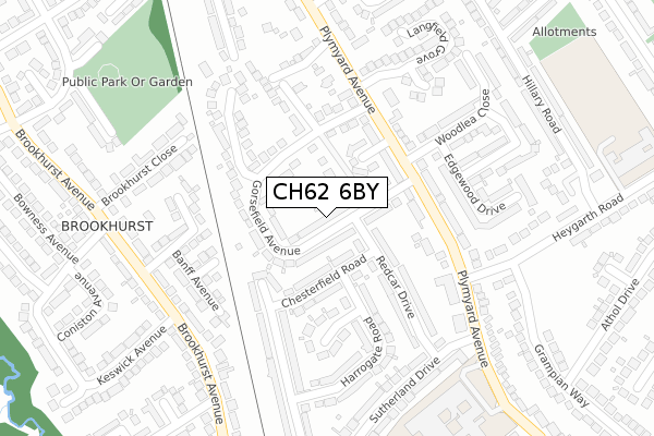 CH62 6BY map - large scale - OS Open Zoomstack (Ordnance Survey)