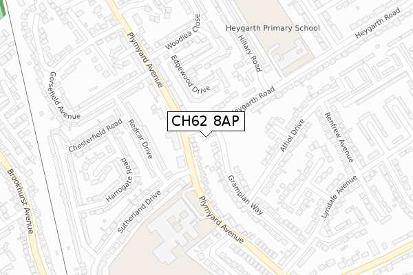 CH62 8AP map - large scale - OS Open Zoomstack (Ordnance Survey)