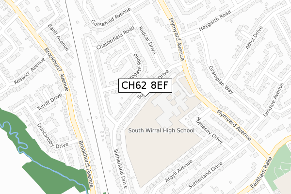 CH62 8EF map - large scale - OS Open Zoomstack (Ordnance Survey)
