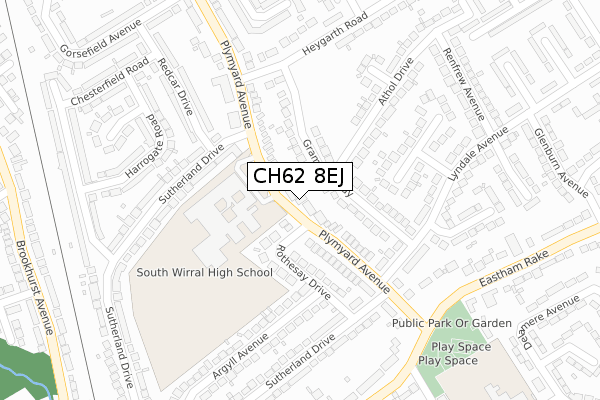 CH62 8EJ map - large scale - OS Open Zoomstack (Ordnance Survey)