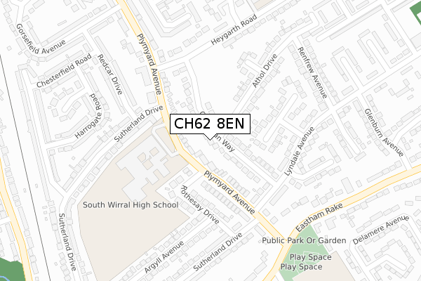 CH62 8EN map - large scale - OS Open Zoomstack (Ordnance Survey)