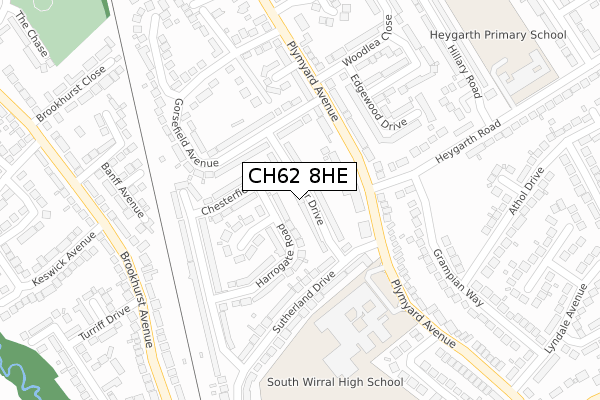 CH62 8HE map - large scale - OS Open Zoomstack (Ordnance Survey)