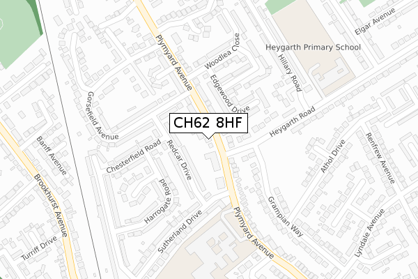 CH62 8HF map - large scale - OS Open Zoomstack (Ordnance Survey)