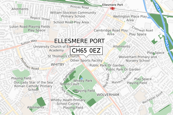 CH65 0EZ map - small scale - OS Open Zoomstack (Ordnance Survey)