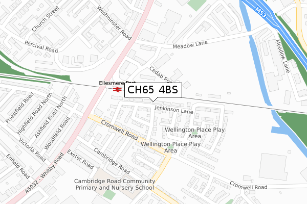 CH65 4BS map - large scale - OS Open Zoomstack (Ordnance Survey)