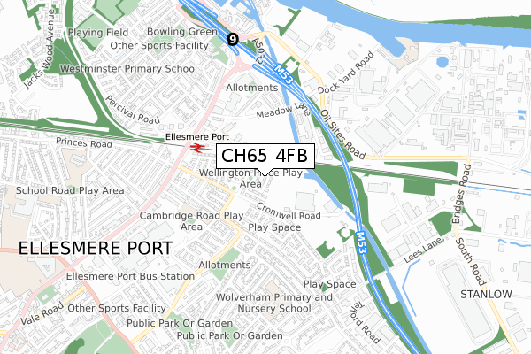 CH65 4FB map - small scale - OS Open Zoomstack (Ordnance Survey) CH65 4FB map - small scale - OS Open Zoomstack (Ordnance Survey)