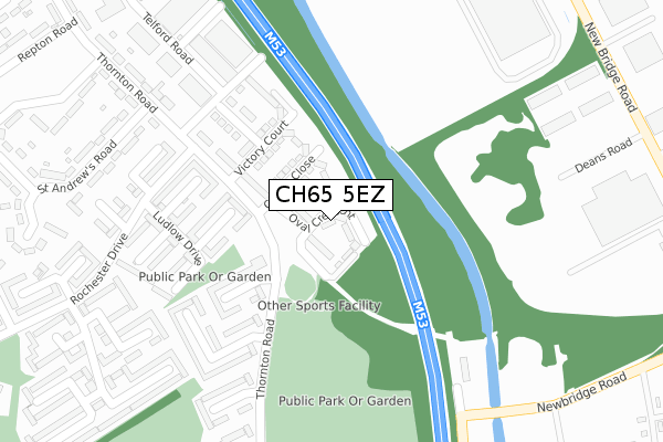 CH65 5EZ map - large scale - OS Open Zoomstack (Ordnance Survey)