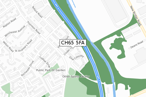 CH65 5FA map - large scale - OS Open Zoomstack (Ordnance Survey)