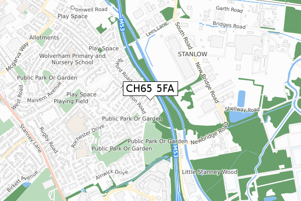 CH65 5FA map - small scale - OS Open Zoomstack (Ordnance Survey)