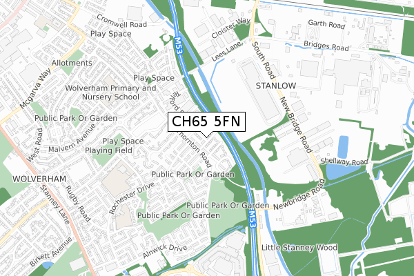 CH65 5FN map - small scale - OS Open Zoomstack (Ordnance Survey)
