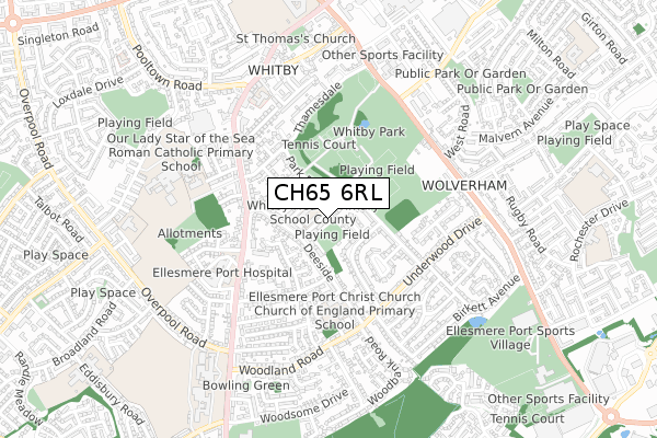 CH65 6RL map - small scale - OS Open Zoomstack (Ordnance Survey)