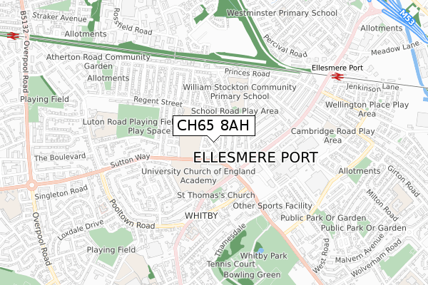 CH65 8AH map - small scale - OS Open Zoomstack (Ordnance Survey) CH65 8AH map - small scale - OS Open Zoomstack (Ordnance Survey)