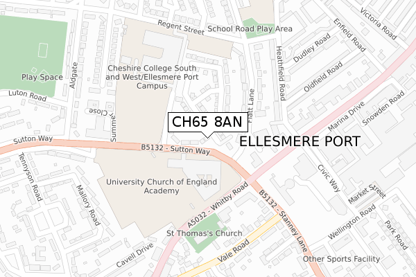 CH65 8AN map - large scale - OS Open Zoomstack (Ordnance Survey)