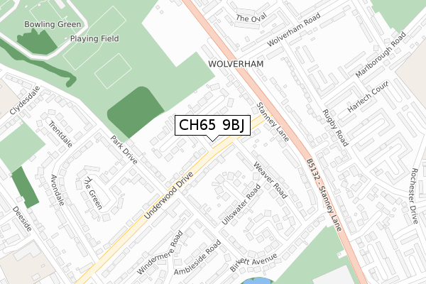 CH65 9BJ map - large scale - OS Open Zoomstack (Ordnance Survey)