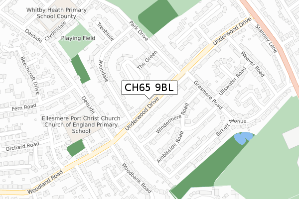 CH65 9BL map - large scale - OS Open Zoomstack (Ordnance Survey)