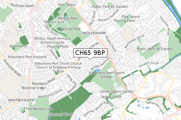 CH65 9BP map - small scale - OS Open Zoomstack (Ordnance Survey)