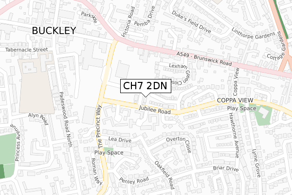 CH7 2DN map - large scale - OS Open Zoomstack (Ordnance Survey)