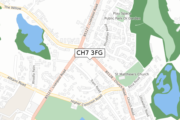 CH7 3FG map - large scale - OS Open Zoomstack (Ordnance Survey)