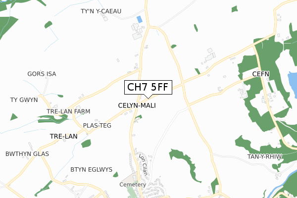 CH7 5FF map - small scale - OS Open Zoomstack (Ordnance Survey)