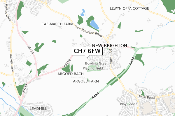 CH7 6FW map - small scale - OS Open Zoomstack (Ordnance Survey) CH7 6FW map - small scale - OS Open Zoomstack (Ordnance Survey)