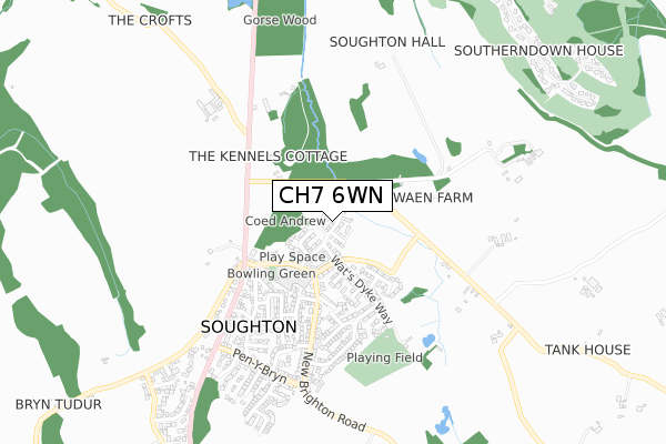 CH7 6WN map - small scale - OS Open Zoomstack (Ordnance Survey)