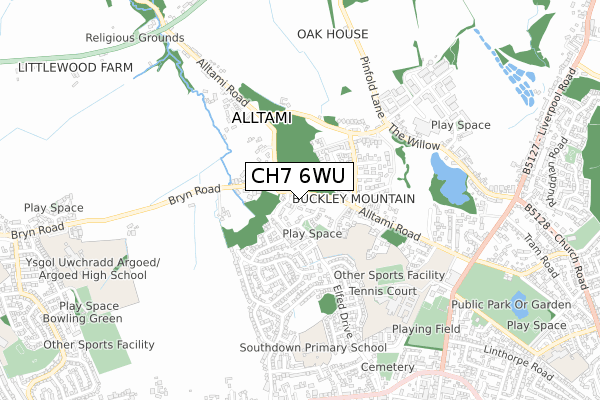 CH7 6WU map - small scale - OS Open Zoomstack (Ordnance Survey) CH7 6WU map - small scale - OS Open Zoomstack (Ordnance Survey)