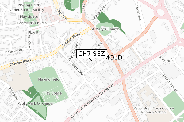 CH7 9EZ map - large scale - OS Open Zoomstack (Ordnance Survey) CH7 9EZ map - large scale - OS Open Zoomstack (Ordnance Survey)