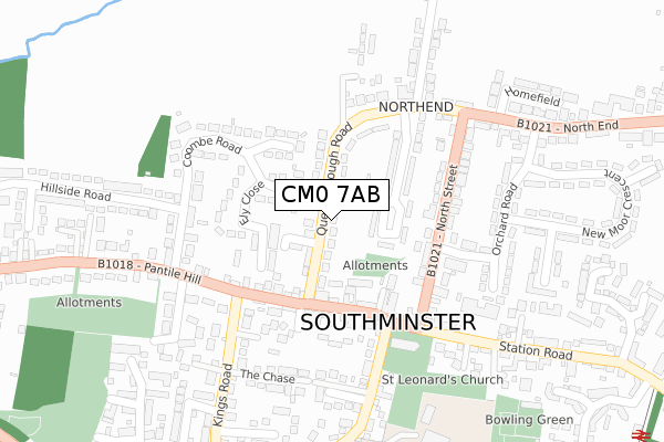 CM0 7AB map - large scale - OS Open Zoomstack (Ordnance Survey)