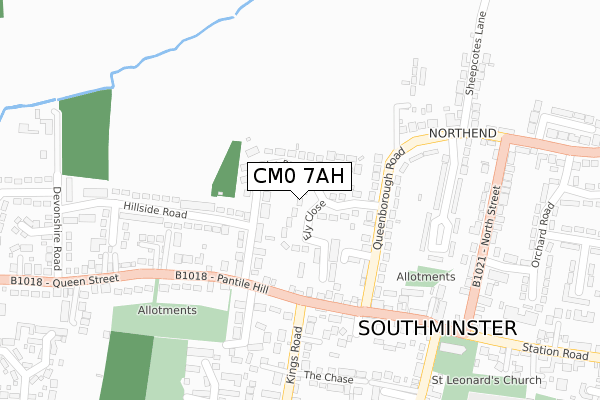 CM0 7AH map - large scale - OS Open Zoomstack (Ordnance Survey)