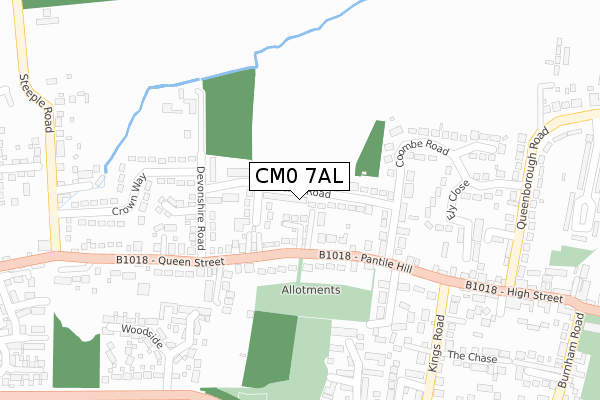 CM0 7AL map - large scale - OS Open Zoomstack (Ordnance Survey)