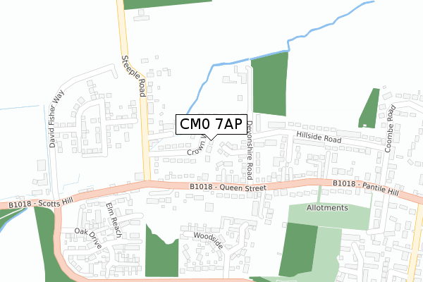 CM0 7AP map - large scale - OS Open Zoomstack (Ordnance Survey)