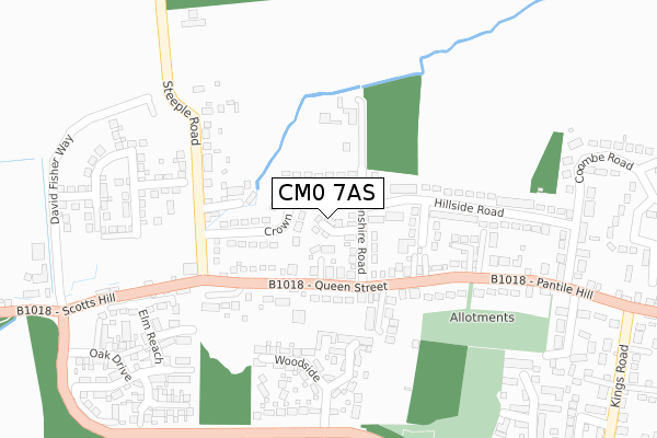 CM0 7AS map - large scale - OS Open Zoomstack (Ordnance Survey)