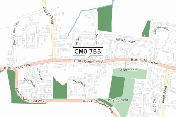 CM0 7BB map - large scale - OS Open Zoomstack (Ordnance Survey)