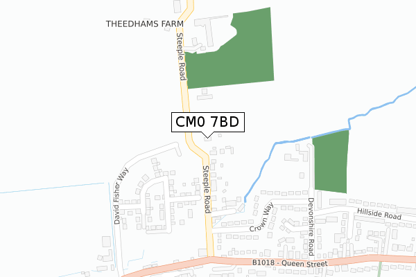 CM0 7BD map - large scale - OS Open Zoomstack (Ordnance Survey)